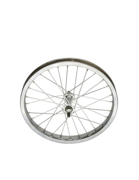 16 Steel Front Wheel 28 Spoke 14g UCP 3/8 Axle Single Wall Chrome.